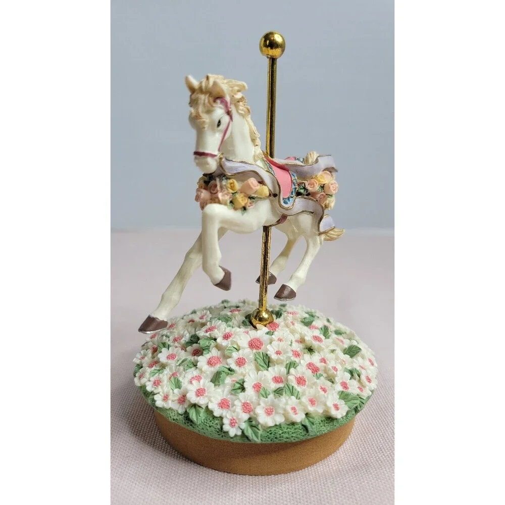 Carousel Horse with Flowers Our America Candle Jar Topper Summertime Fun Memory!